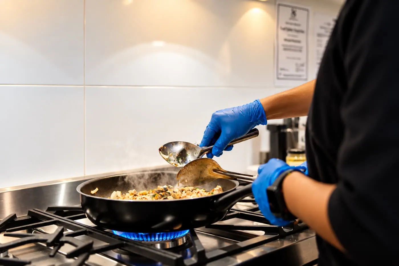 An educator cooking a meal on the stove in the YoMy Sunshine kitchen