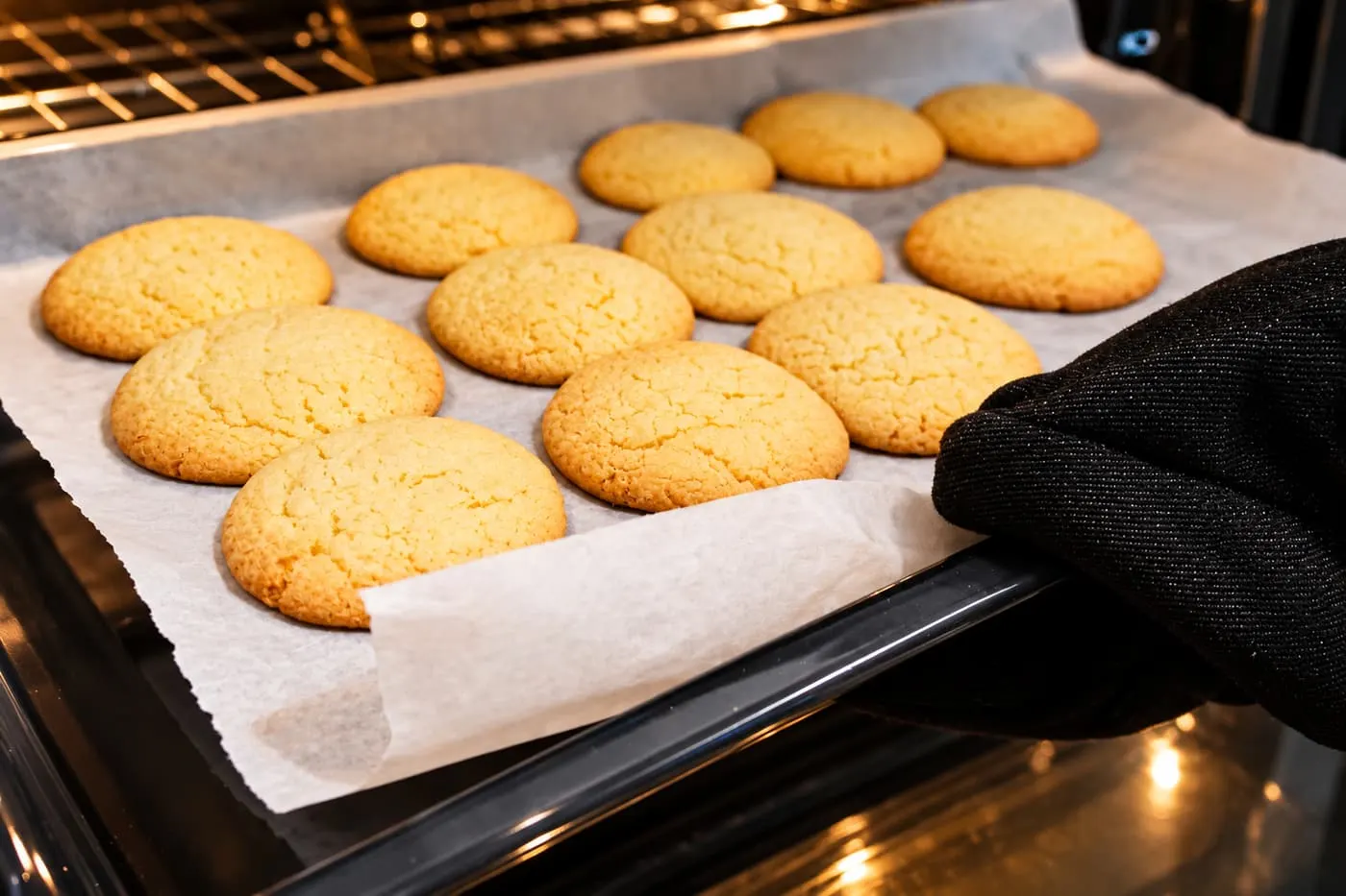 A tray of cookies baking in the oven at YoMySunshine
