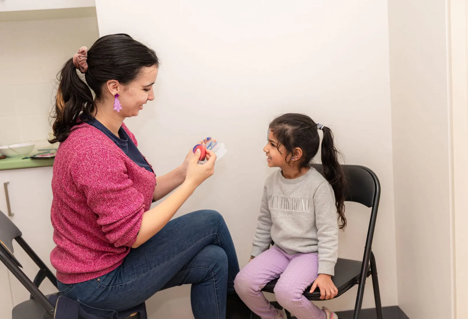 Getting a face painted, at the YoMy Sunshine grand opening in Dandenong North