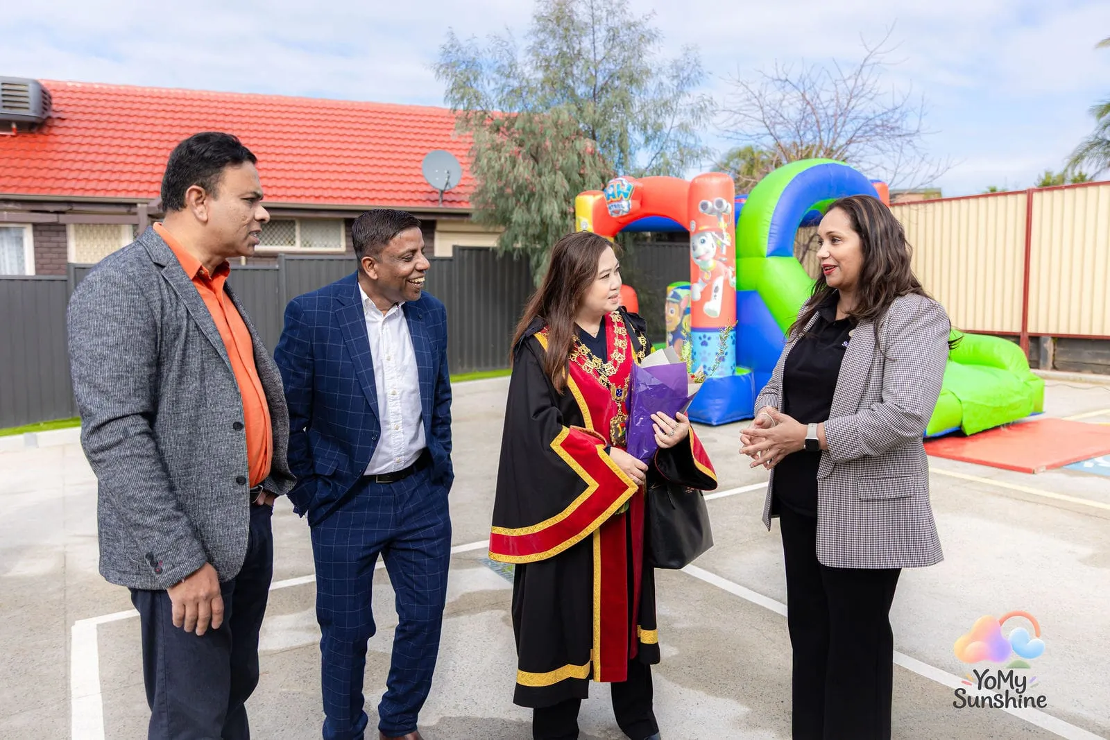 The Mayor chatting with guests, at the YoMy Sunshine grand opening in Dandenong North