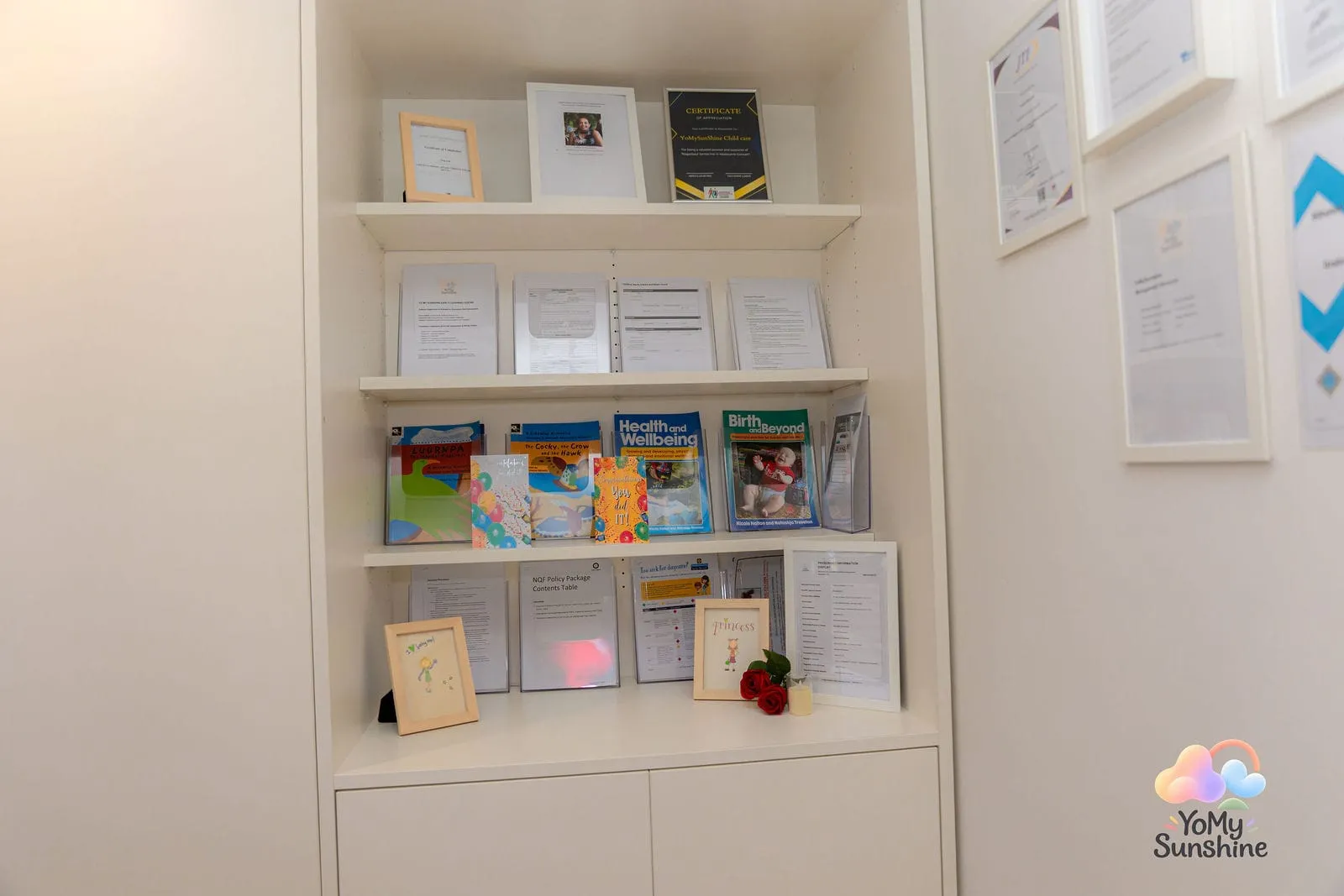 Our information shelf, at the YoMy Sunshine grand opening in Dandenong North