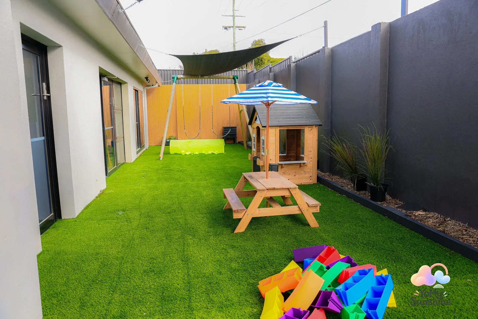 The outdoor yard and cubby, at the YoMy Sunshine grand opening in Dandenong North