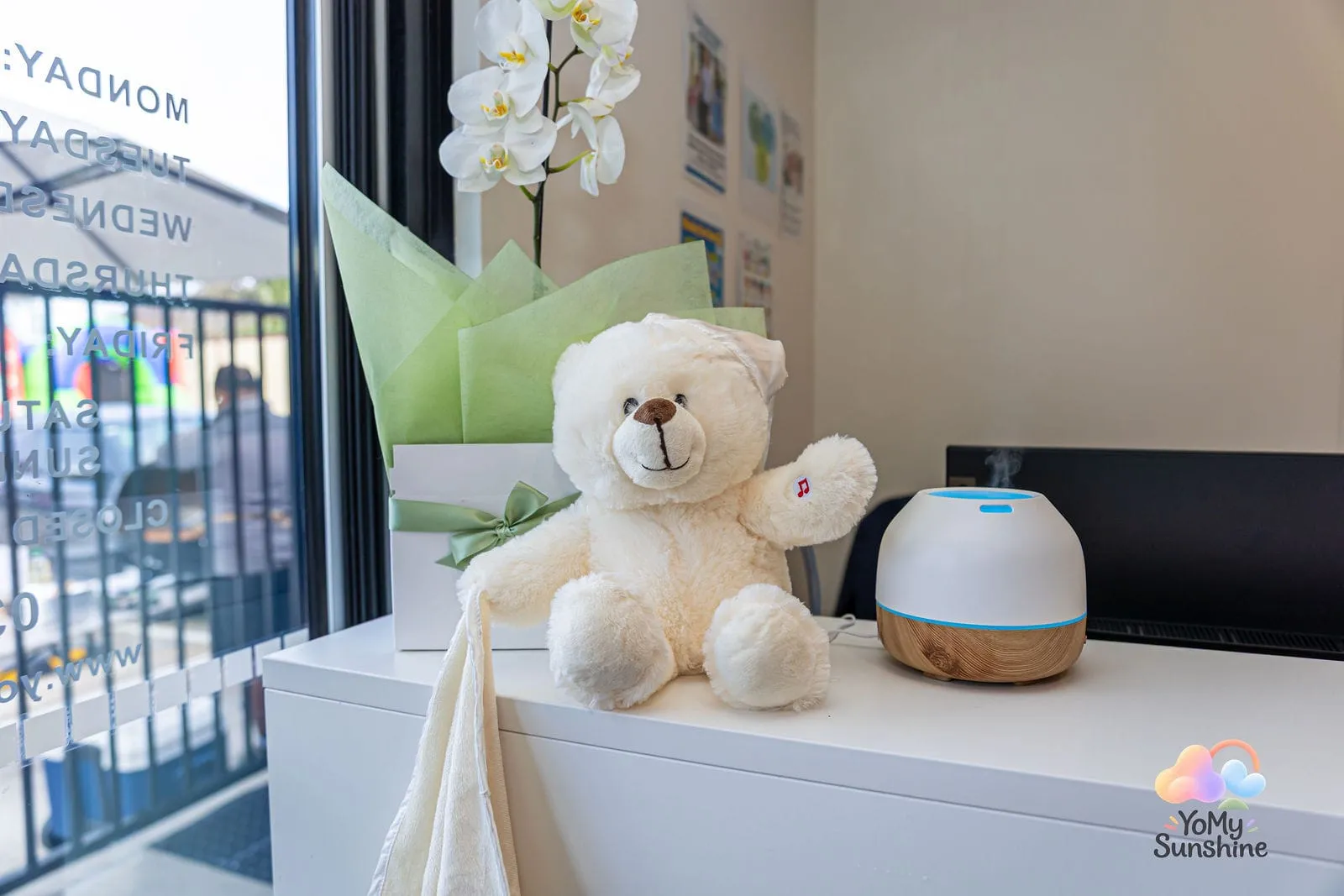 A cosy corner with a teddy bear, at the YoMy Sunshine grand opening in Dandenong North